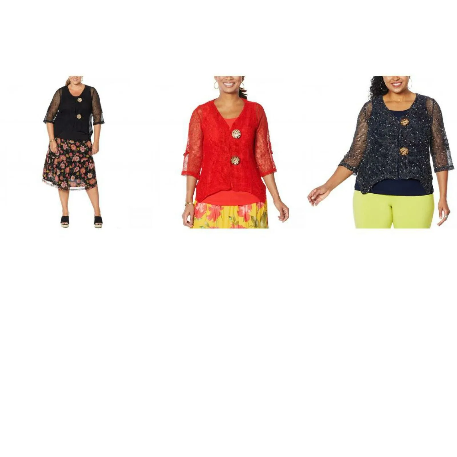 Nina Leonard Women's Plus Size Coconut Button Bolero Cardigan With Tank
