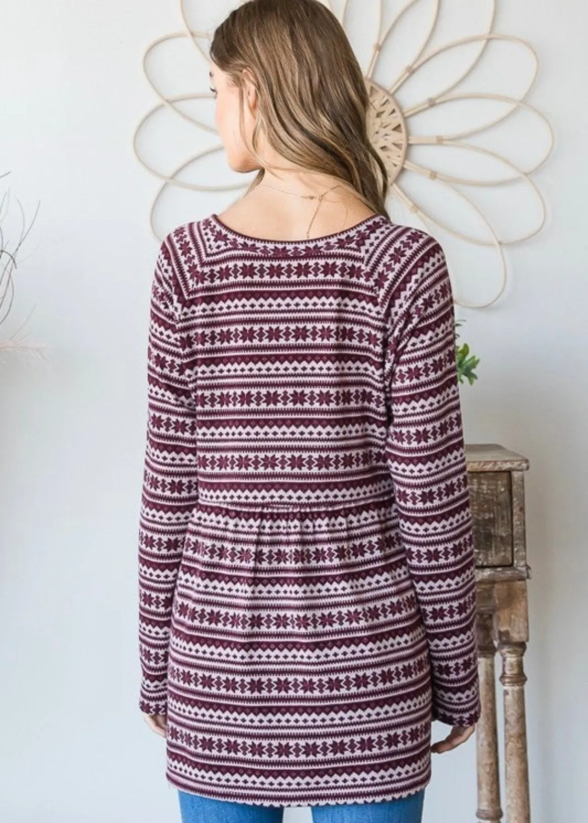 Norwegian Knit Burgundy Top