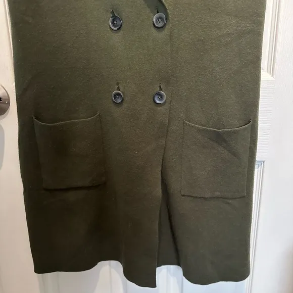 NWOT J.Jill Majestic Double  Breasted Gilet Sweater Forest Green Size Medium