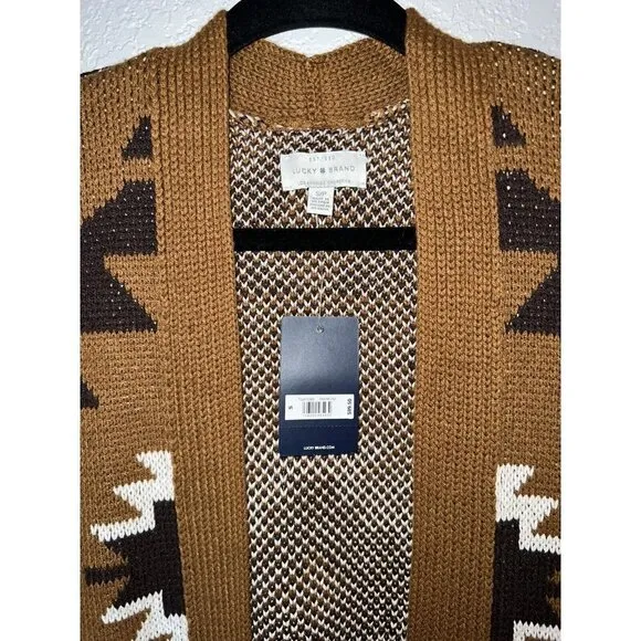 Nwt $89 Lucky Brand Aztec Pockets Sweater Cardigan Small Southwestern D1