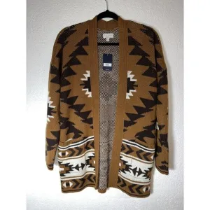 Nwt $89 Lucky Brand Aztec Pockets Sweater Cardigan Small Southwestern D1