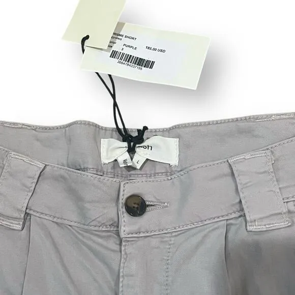 NWT Ba&amp;Sh Prisme Flowing Shorts Purple Size L High Waisted Pleated Lyocell $185