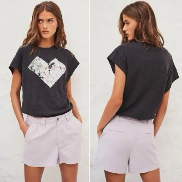 NWT Ba&amp;Sh Prisme Flowing Shorts Purple Size L High Waisted Pleated Lyocell $185