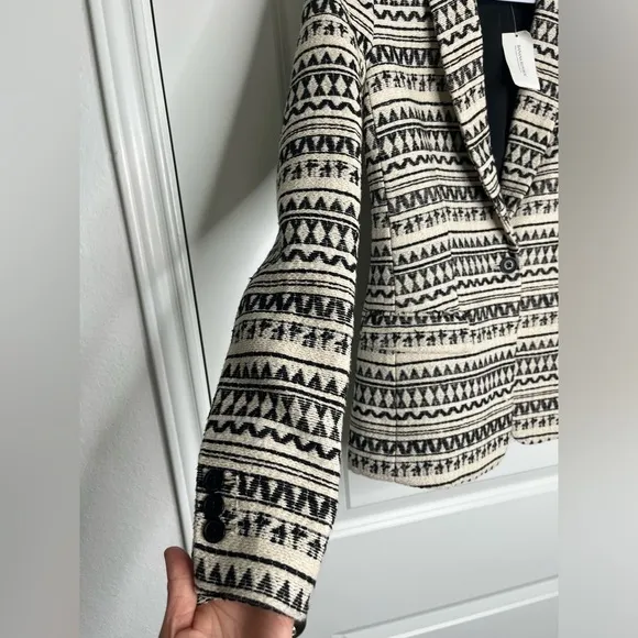 NWT Banana Republic Jacquard One-Button Blazer in Black and White Size 0