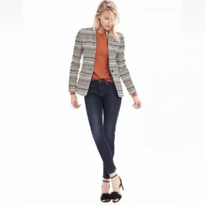 NWT Banana Republic Jacquard One-Button Blazer in Black and White Size 0