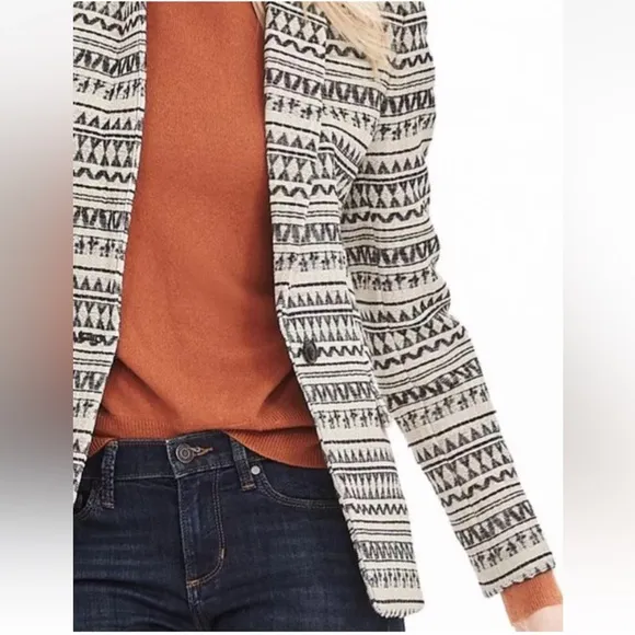NWT Banana Republic Jacquard One-Button Blazer in Black and White Size 0