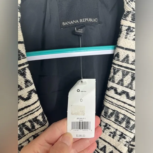NWT Banana Republic Jacquard One-Button Blazer in Black and White Size 0