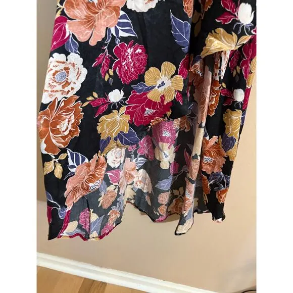 NWT Band Of The Free Black Berry Floral Hi-Lo Wrap Maxi Dress Size S