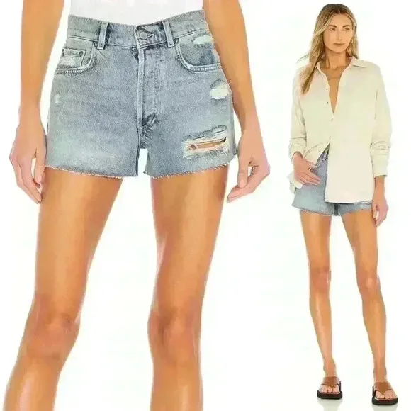 NWT Boyish &quot;The Cody&quot; High Rise Rigid Distressed Cut Off Denim Shorts