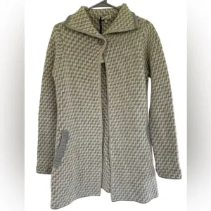 NWT Cocogio‎ Women's Gray Fiber Artist Zig-Zag Italy Knit Sweater Jacket Size S