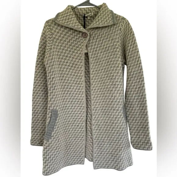 NWT Cocogio‎ Women's Gray Fiber Artist Zig-Zag Italy Knit Sweater Jacket Size S
