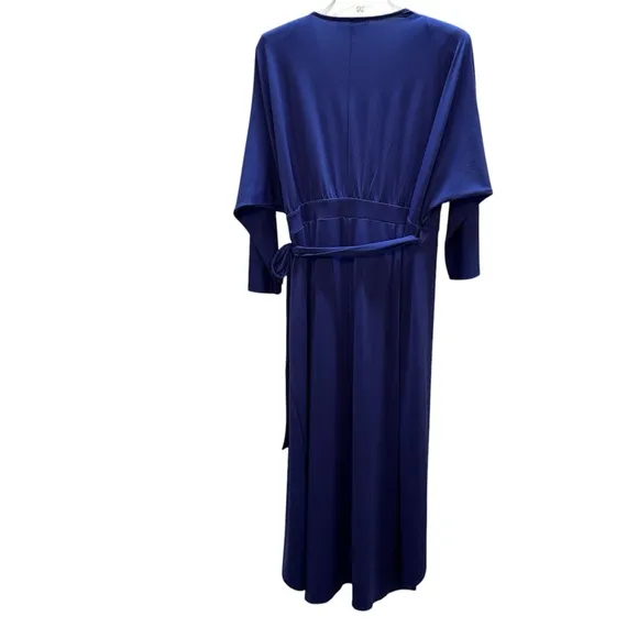 NWT Eloquii Navy/Purple Tulip Hem True Wrap Dress Size 14/16