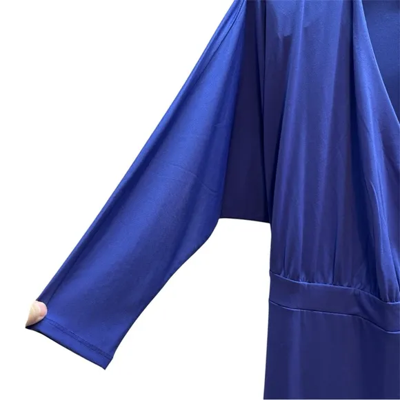 NWT Eloquii Navy/Purple Tulip Hem True Wrap Dress Size 14/16