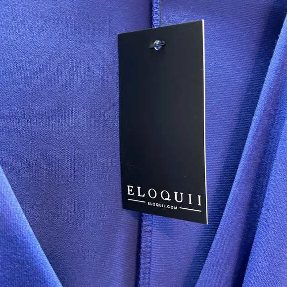 NWT Eloquii Navy/Purple Tulip Hem True Wrap Dress Size 14/16