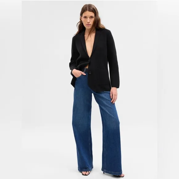 NWT Gap Black Sweater Blazer Size XL