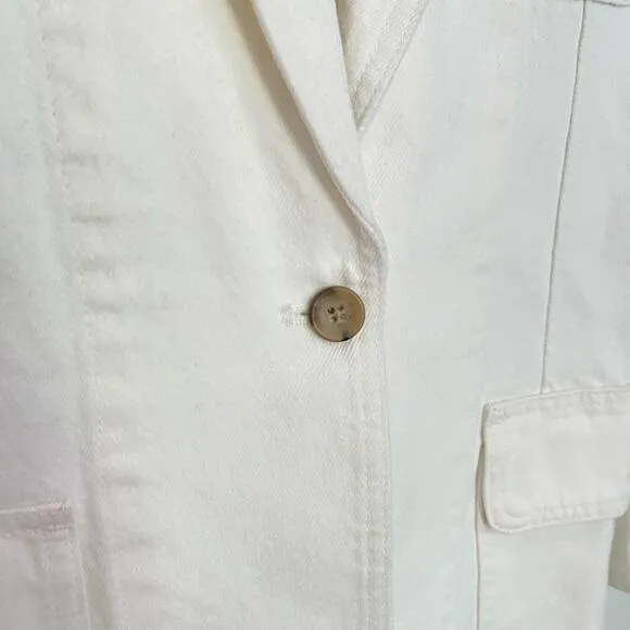 NWT J. Crew Blazer White Cotton Classic Neutral Nautical Preppy Parke