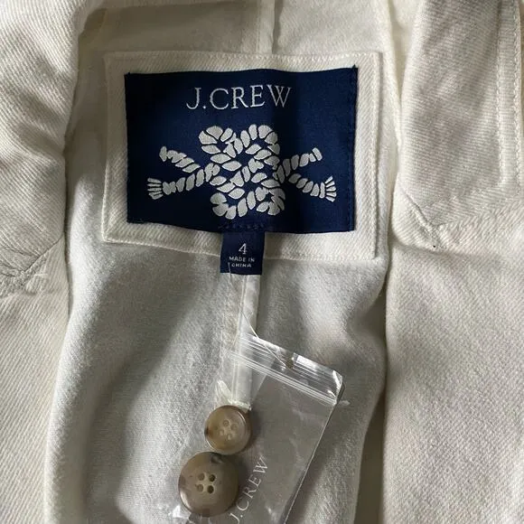 NWT J. Crew Blazer White Cotton Classic Neutral Nautical Preppy Parke