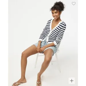 NWT J Crew Striped knit V-neck cardigan sweater Size Medium Retail $118