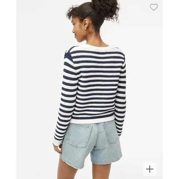 NWT J Crew Striped knit V-neck cardigan sweater Size Medium Retail $118