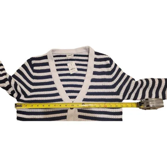 NWT J Crew Striped knit V-neck cardigan sweater Size Medium Retail $118