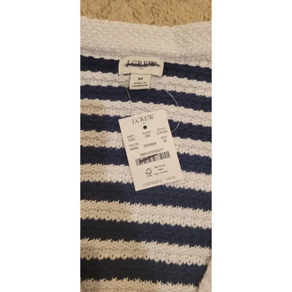 NWT J Crew Striped knit V-neck cardigan sweater Size Medium Retail $118