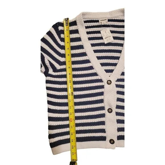 NWT J Crew Striped knit V-neck cardigan sweater Size Medium Retail $118