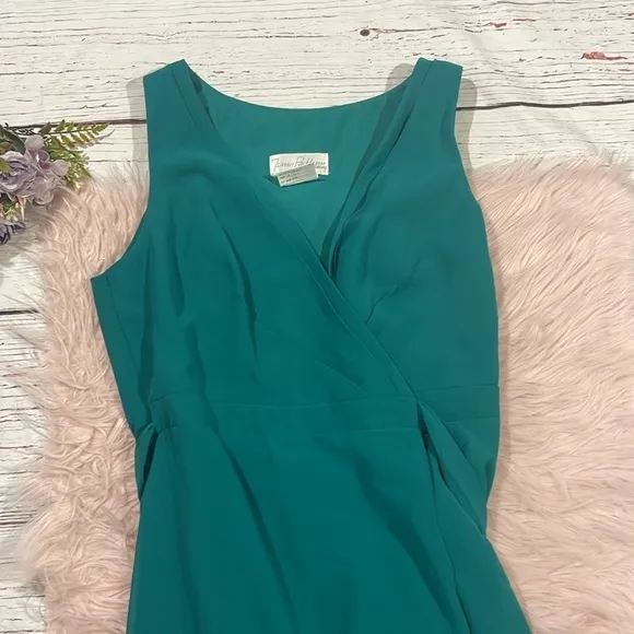 NWT Jenny Packham Matte Chiffon Wrap Dress In Jade