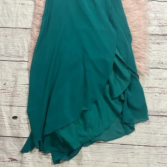 NWT Jenny Packham Matte Chiffon Wrap Dress In Jade