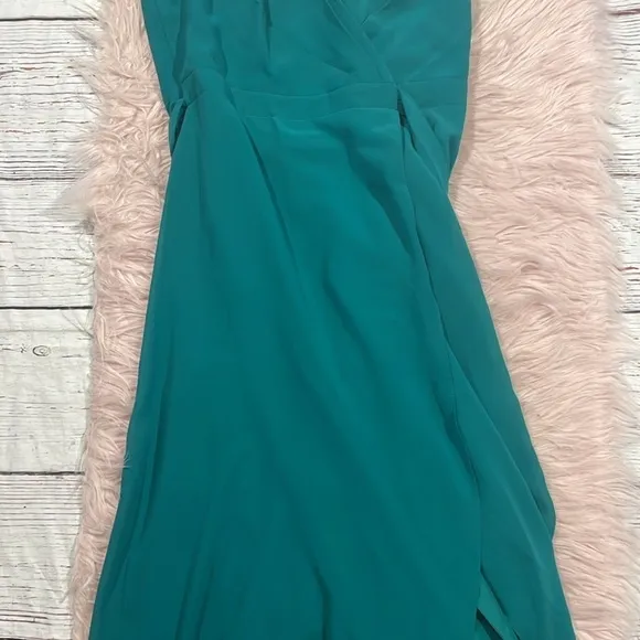 NWT Jenny Packham Matte Chiffon Wrap Dress In Jade