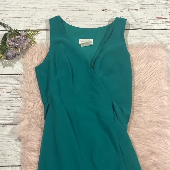 NWT Jenny Packham Matte Chiffon Wrap Dress In Jade