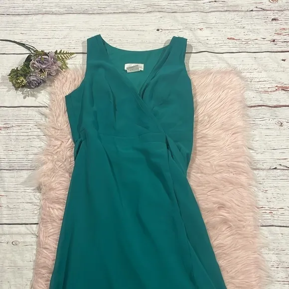 NWT Jenny Packham Matte Chiffon Wrap Dress In Jade