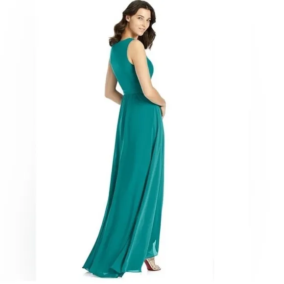NWT Jenny Packham Matte Chiffon Wrap Dress In Jade
