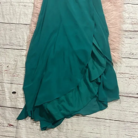 NWT Jenny Packham Matte Chiffon Wrap Dress In Jade