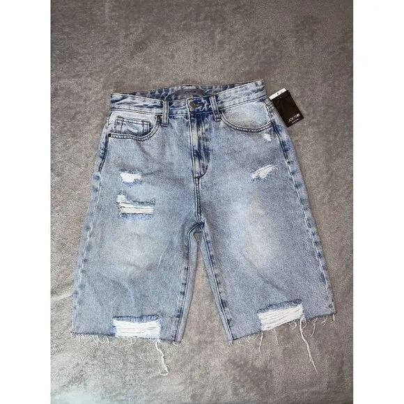 NWT JOE’S Jeans Winkler Blue Cutoff Distressed Denim Bermuda Shorts Sz 28