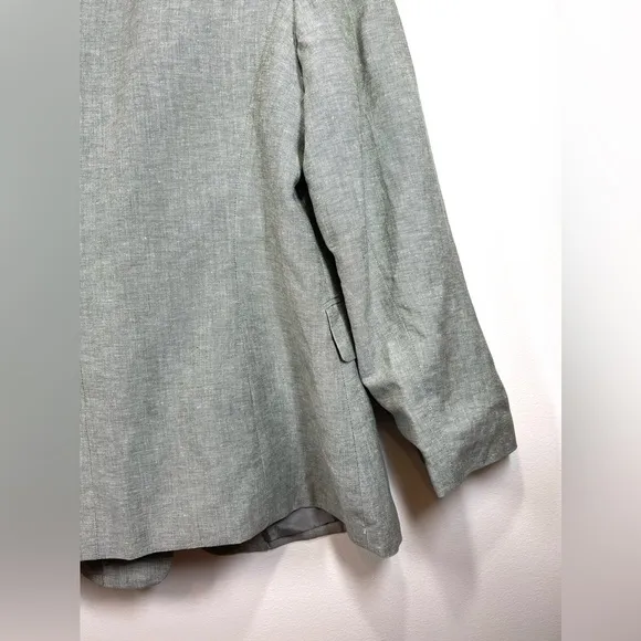 NWT KASPER Women’s Gray Double Breasted Three Button Linen Blazer Size 16