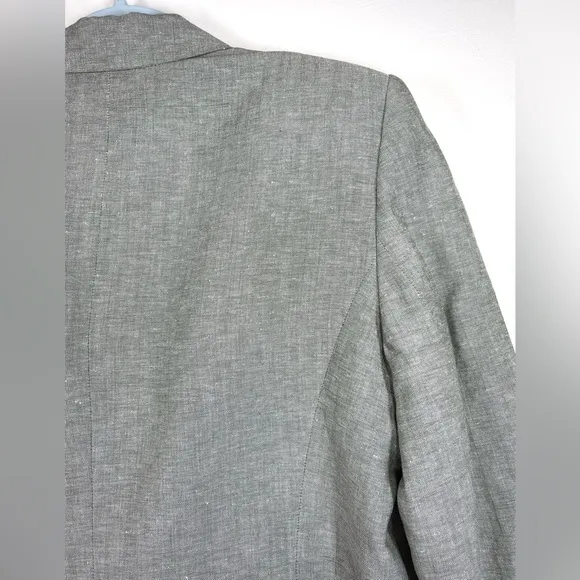 NWT KASPER Women’s Gray Double Breasted Three Button Linen Blazer Size 16