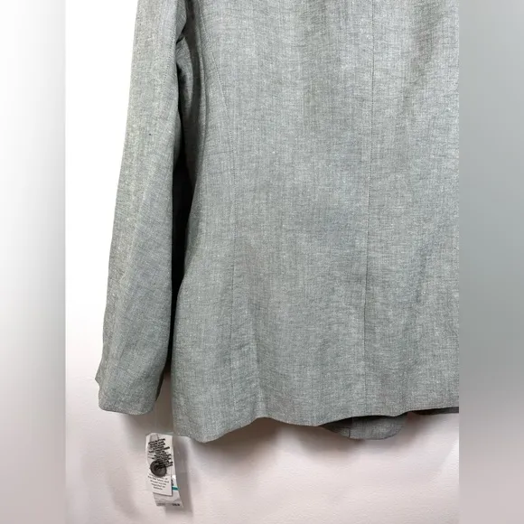 NWT KASPER Women’s Gray Double Breasted Three Button Linen Blazer Size 16