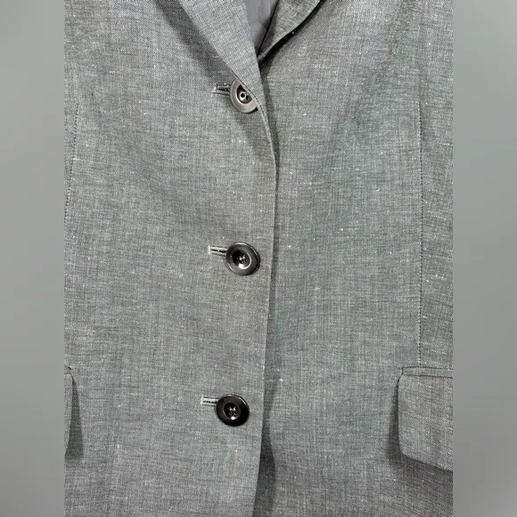 NWT KASPER Women’s Gray Double Breasted Three Button Linen Blazer Size 16