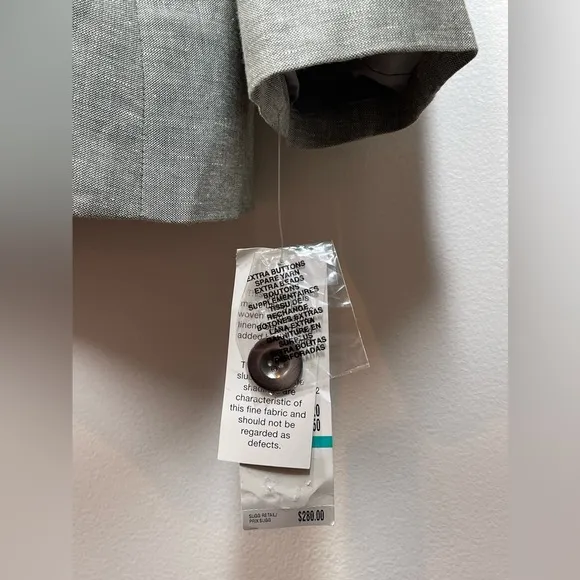 NWT KASPER Women’s Gray Double Breasted Three Button Linen Blazer Size 16