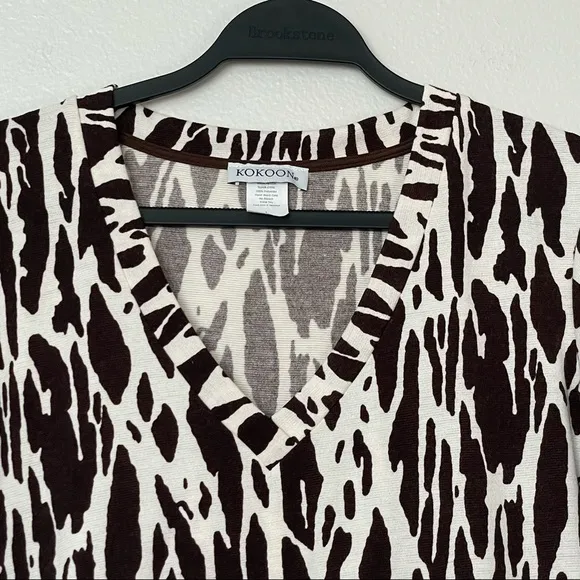 NWT Kokomo Animal Print V-Neck 3/4 Sleeve Sweater Size Large