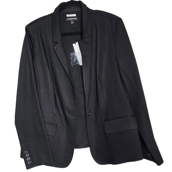 NWT Lane Bryant black blazer. Single button Size 18. Cotton/poly/spandex.