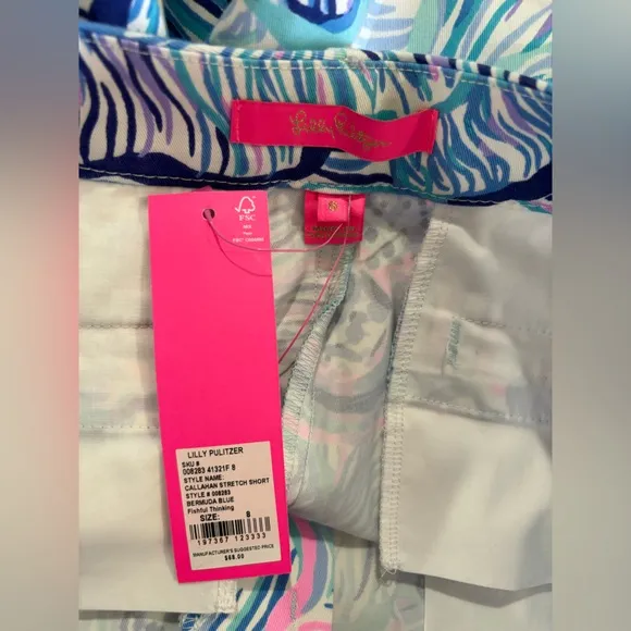 NWT Lilly Pulitzer Callahan Stretch Shorts in Bermuda Blue Fishful Thinking 8