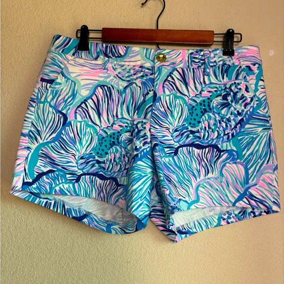 NWT Lilly Pulitzer Callahan Stretch Shorts in Bermuda Blue Fishful Thinking 8