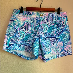 NWT Lilly Pulitzer Callahan Stretch Shorts in Bermuda Blue Fishful Thinking 8