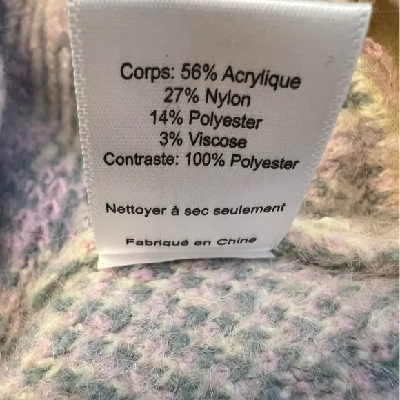 NWT LUSH Lightweight Jacquard Sherpa lined Sweater Jacket Cream/Lilac Size Med.