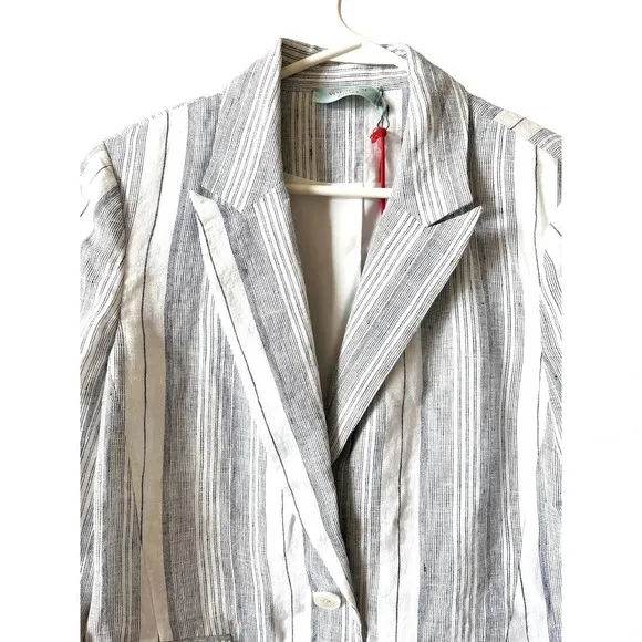 NWT Mersea Voyageur Como Linen Multi Blue stripe Blazer sz Small
