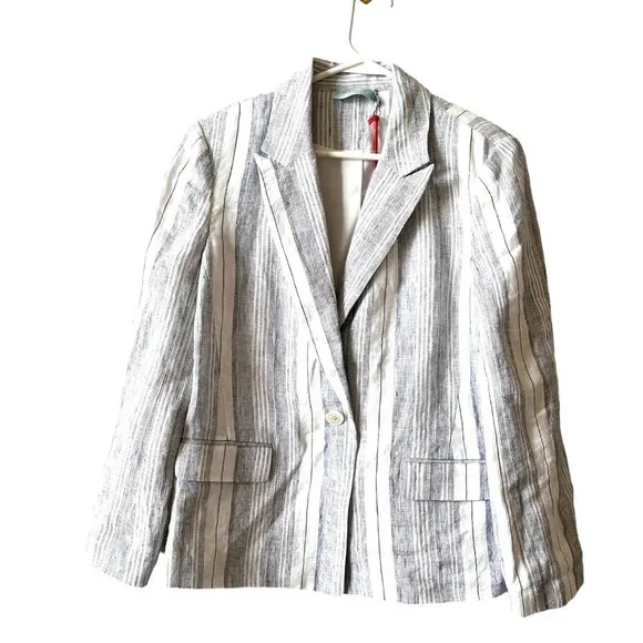 NWT Mersea Voyageur Como Linen Multi Blue stripe Blazer sz Small