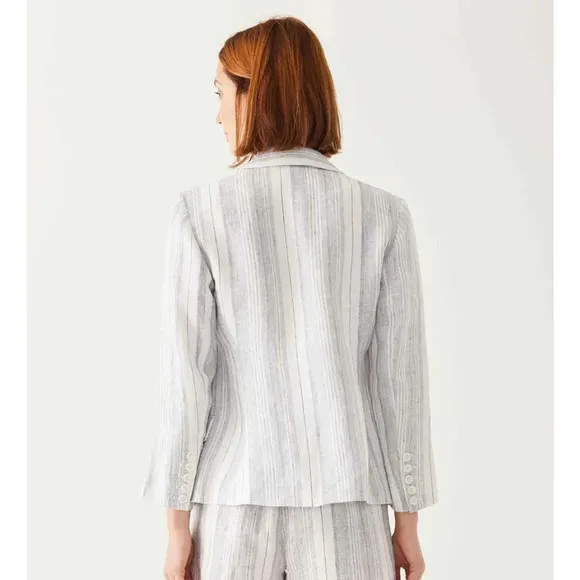 NWT Mersea Voyageur Como Linen Multi Blue stripe Blazer sz Small