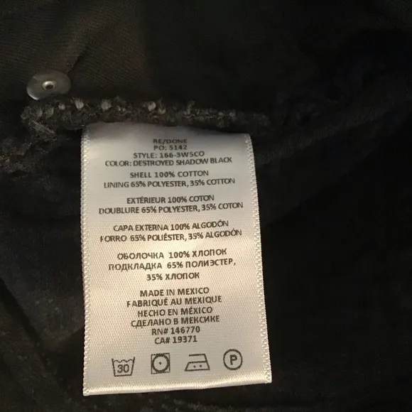 NWT RE/DONE Shadow Black Originals 50s Cut Off Shorts