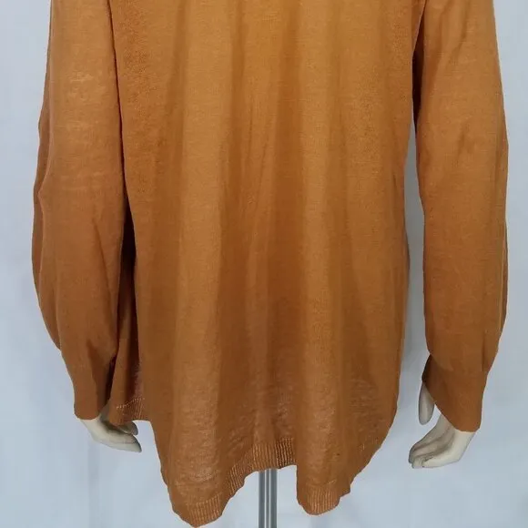 NWT Soft Surroundings brown Linen Cotton beaded open front cardigan ladies Large